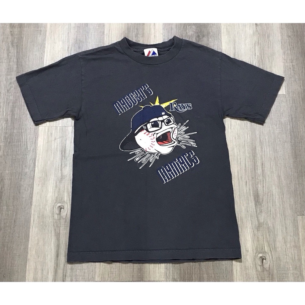 Vintage Majestic Tampa Bay Rays Maddon's Maniacs Baseball Tee Size Small